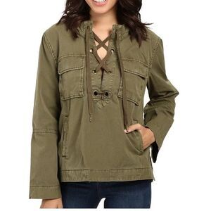Free People Safari Sport Pullover Hoodie Top in Green Size XS Utility Cargo